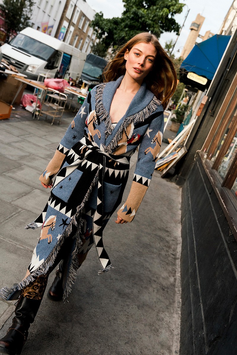 Sunrise Rodeo Merino Jacquard Long Cardigan from Hayley Menzies