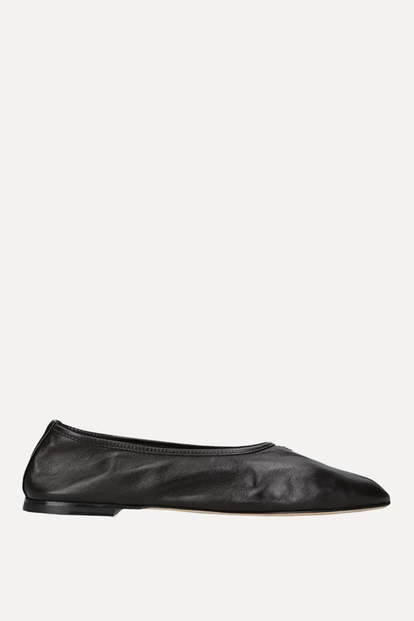 Gala Bow-Embellished Leather Ballet Flats from Dear Frances