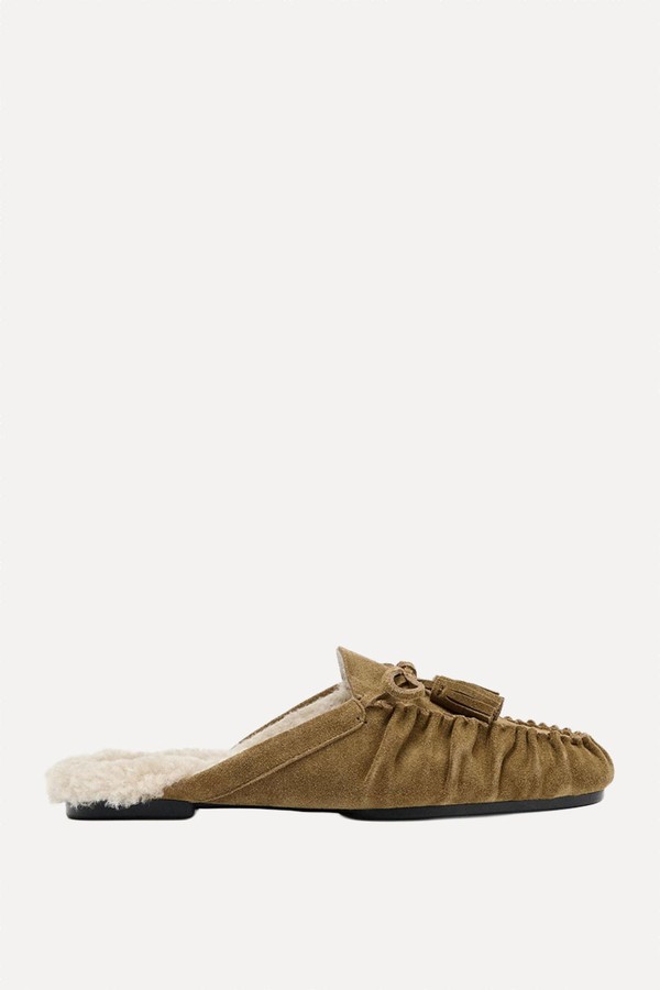 Split Suede Mule Loafers