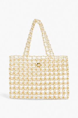 Sable Nacré Beaded Faux Pearl Tote from Vanina