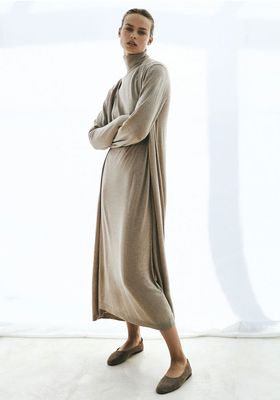 Long Knit Dress With Wool & Silk from Massimo Dutti