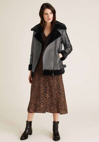 Faux Shearling Aviator Jacket