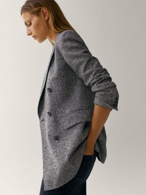 Mock Double Breasted Check Blazer