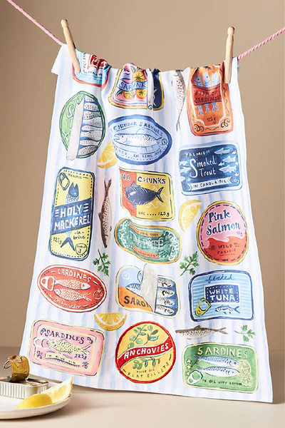 Tinned Fish Tea Towel, £20 | Anthropologie