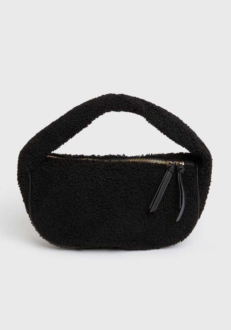 Black Teddy Curved Shoulder Bag