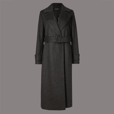 Wool Rich Wrap Coat With Cashmere