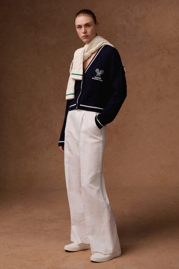 Contrast-Detail Braided Cardigan from Mango