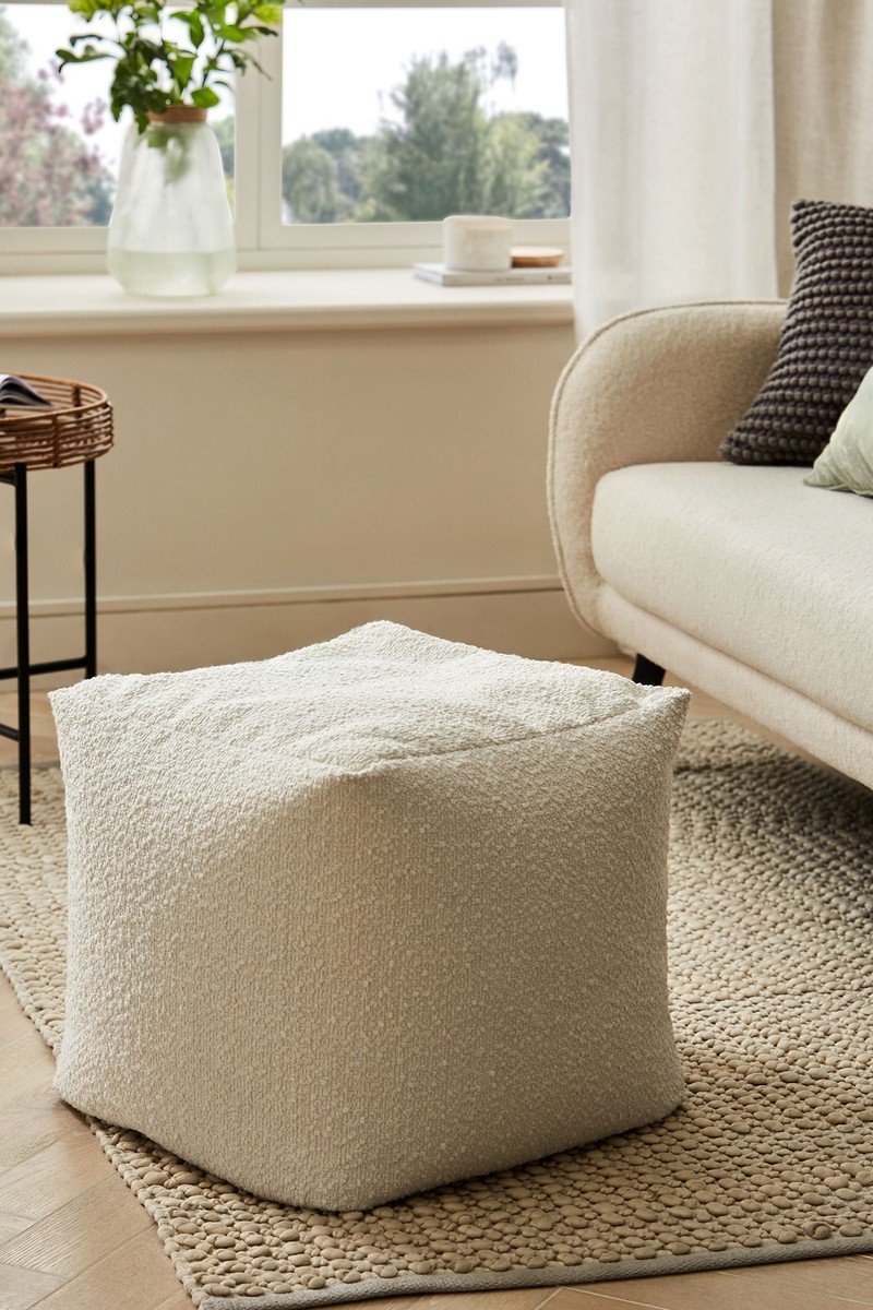 Boucle Textured Cube Beanbag from Next