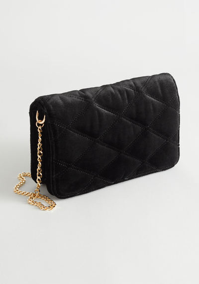 Quilted Velvet Clutch Bag