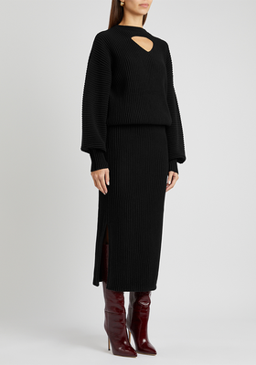 Ottoman Ribbed-Knit Dress from Victoria Beckham