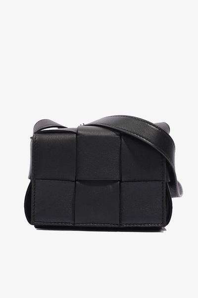 Cassette Bag Black Leather Mini Crossbody from Bottega Veneta 