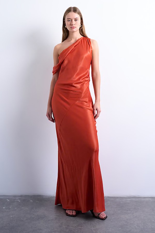 Drape Neck Off Shoulder Maxi Occasion Dress 