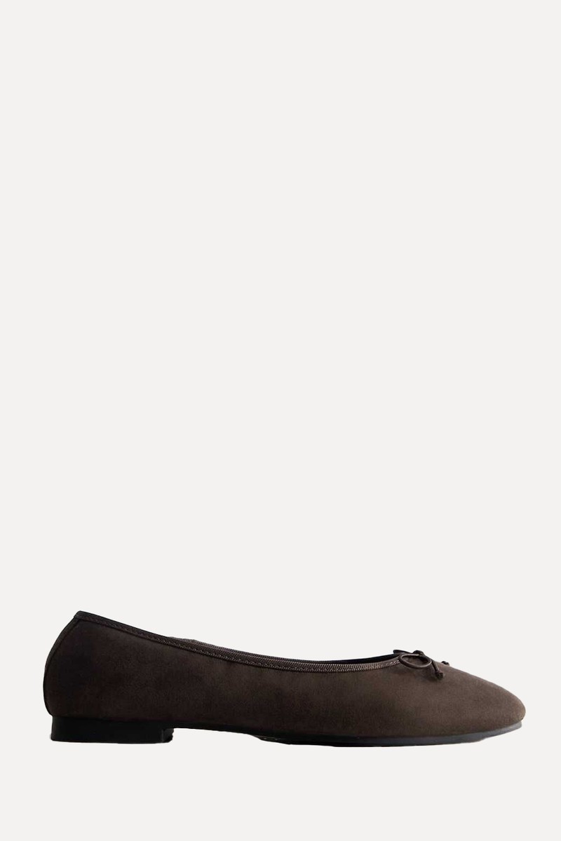 Wide Fit Faux Suede Ballerina Flats