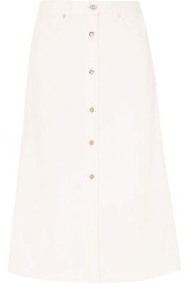 The Button Front Denim Midi Skirt from Goldsign
