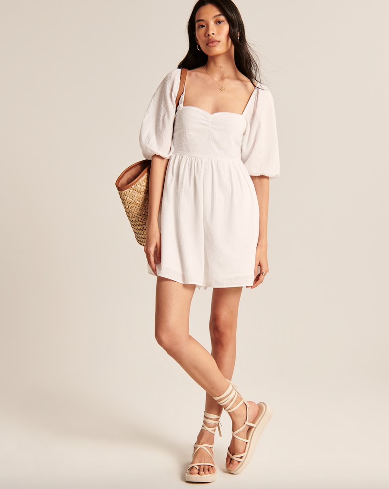 Puff Sleeve Babydoll Romper