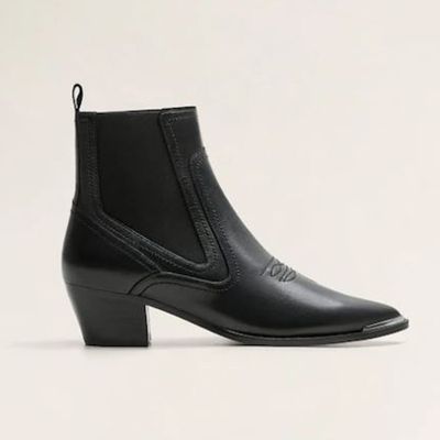 Leather Cowboy Ankle Boots from Mango