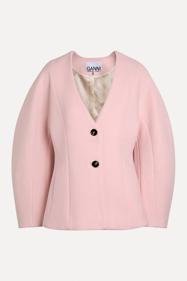 Peacoat Wool & Cashmere-Blend Blazer from Ganni