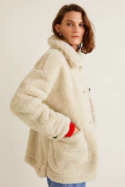 Faux Shearling Coat from Mango