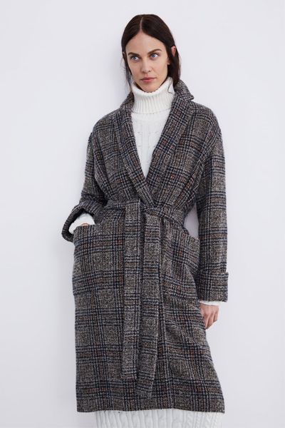Check Coat With Belt from Zara