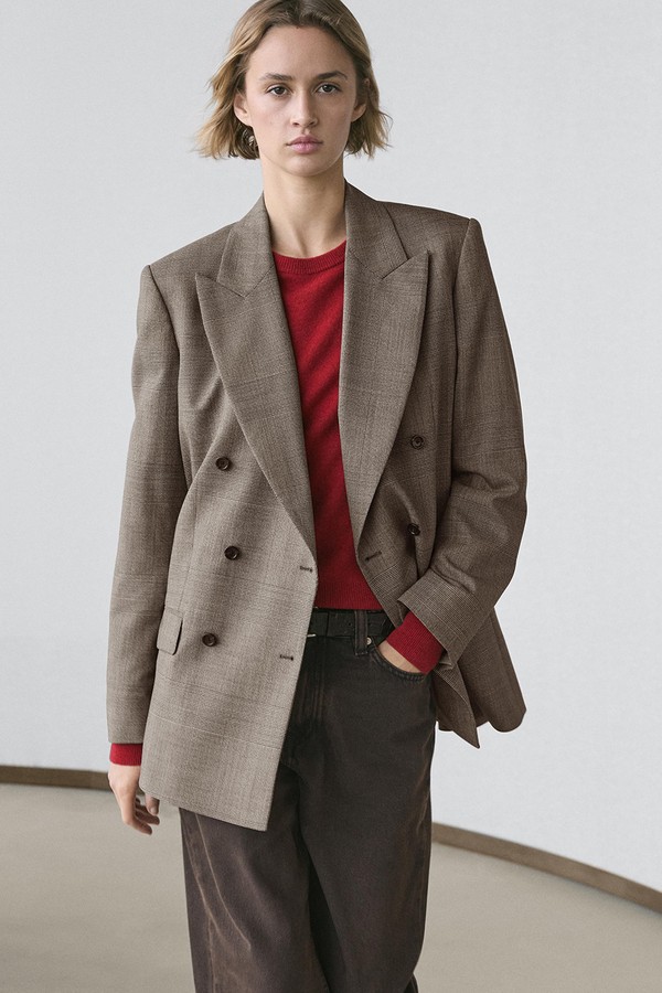 Check Wool Suit Blazer