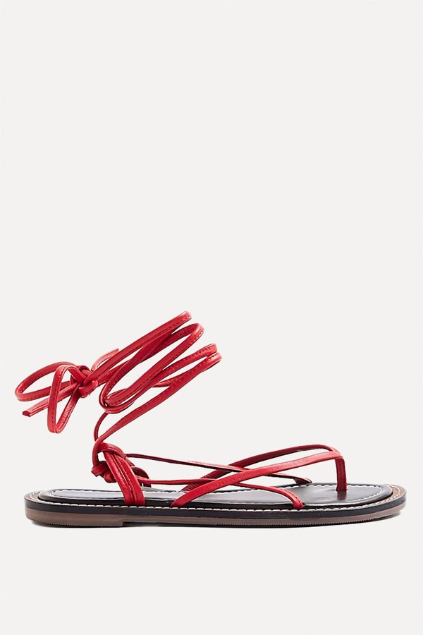 Leather Strappy Tie Up Sandals from River Island