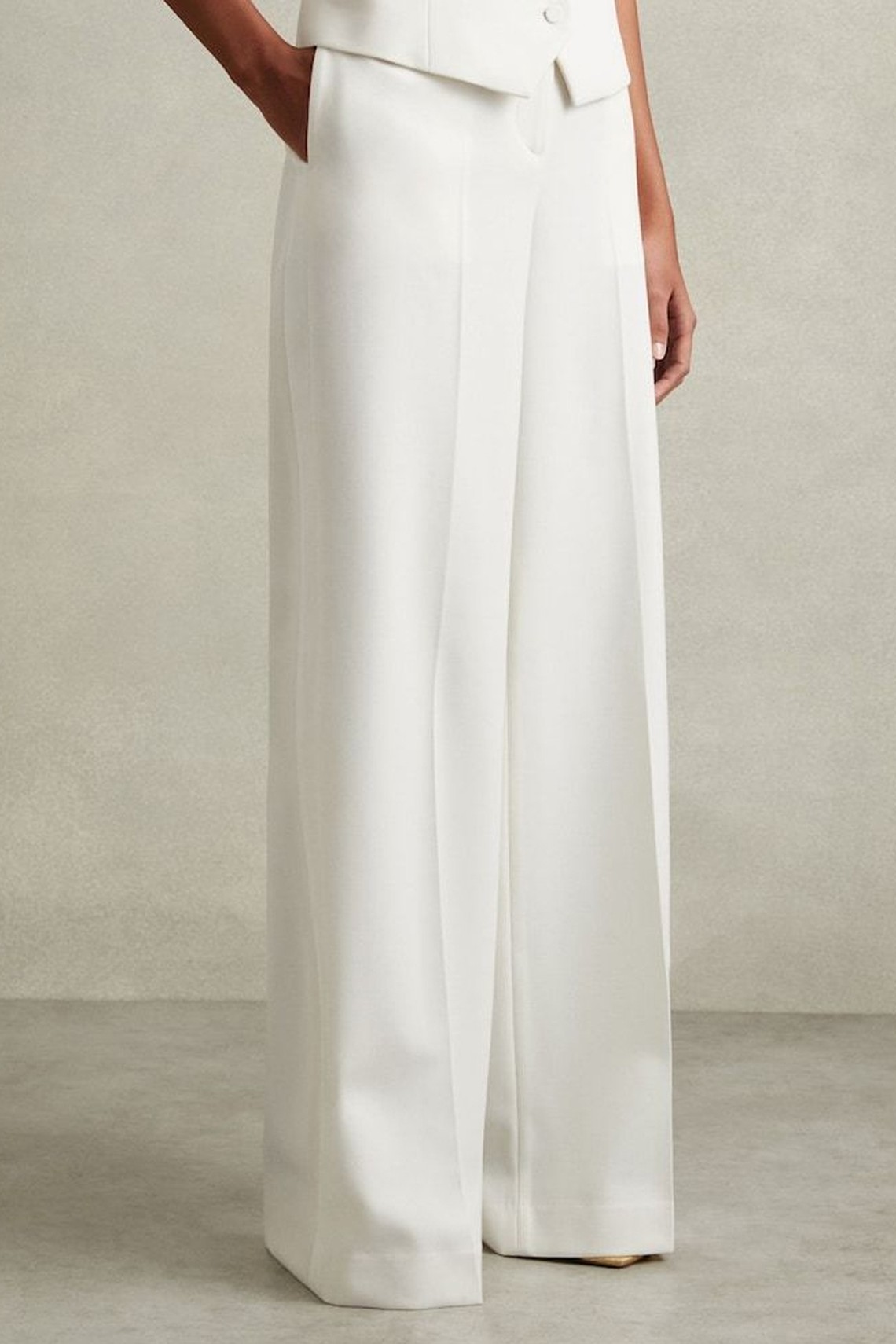 Wool Blend Wide Leg Tux Trousers