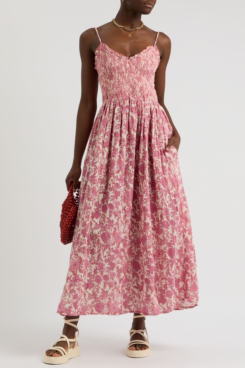 Sweet Nothings Printed Cotton Midi Dress from Free People
