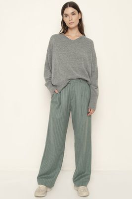 Mint Pinstriped Wool Pants by Walk of Shame