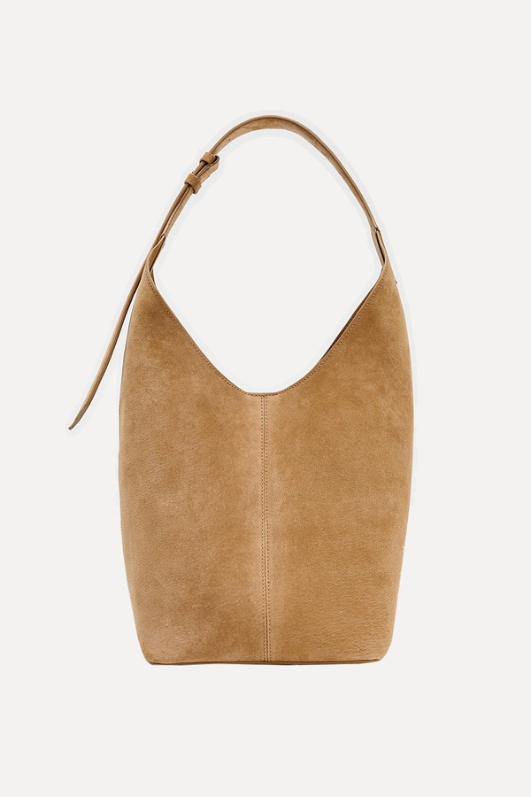 Leather Maxi Bucket Bag With Handle Detail