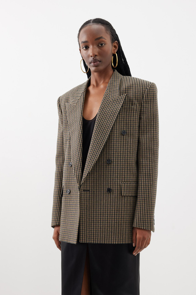Double-Breasted Check Wool-Blend Jacket from Saint Laurent