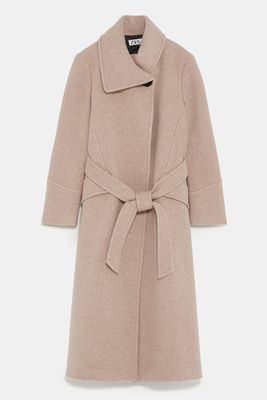 Coat With Wrap Collar from Zara