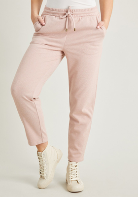 Pink Textured Pull On Coord Trousers