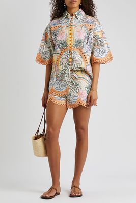 Ginger Tropical Embroidered Linen Shorts from Zimmermann