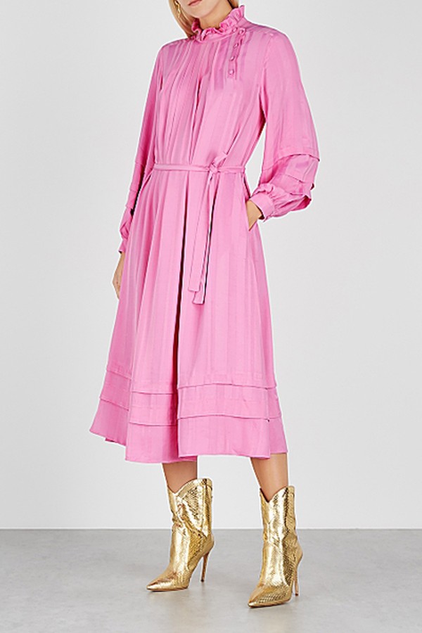 Adele Pink Striped Midi Dress from Hofmann