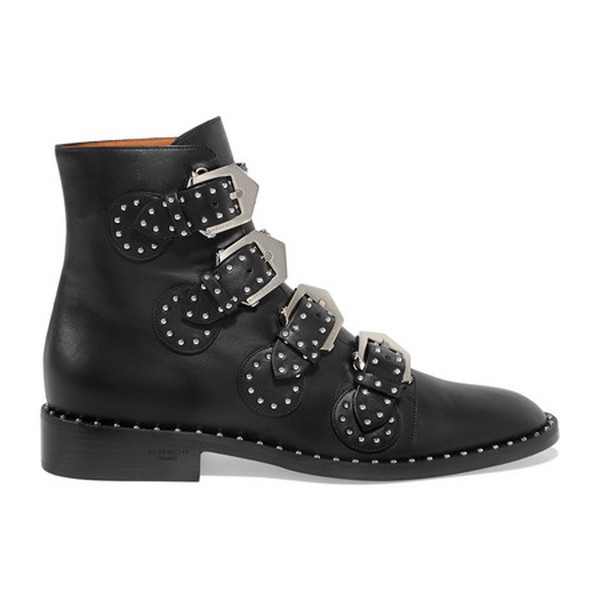 Elegant Studded Leather Ankle Boots