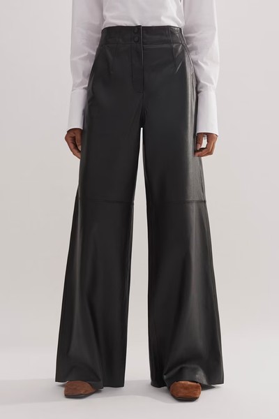 Ultra-Soft Leather Wide-Leg Trousers from ME+EM