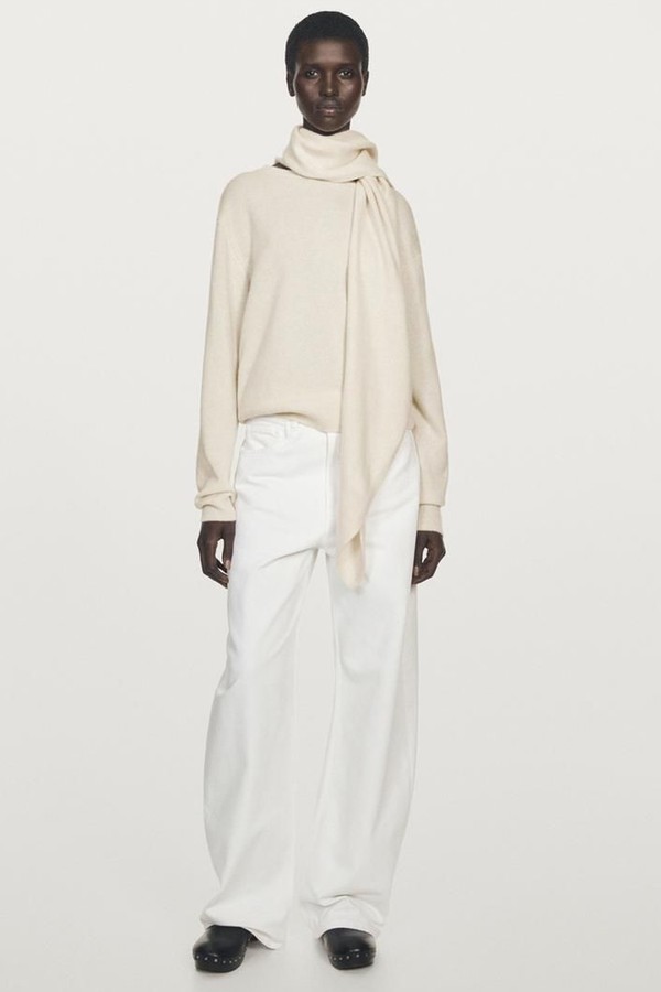 Cashmere Scarf Neck Sweater 