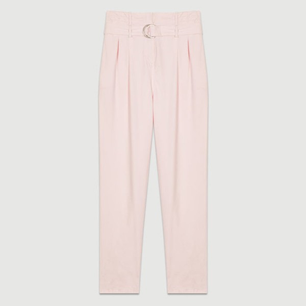 Low-Slung Belted Pants from Maje