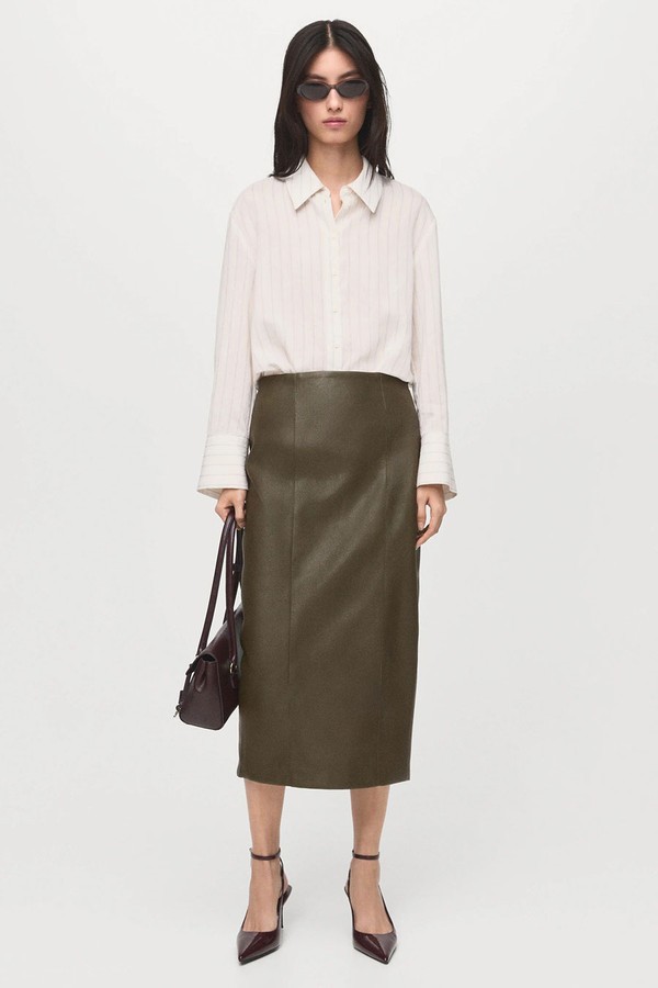 Faux-Leather Pencil Skirt from Mango