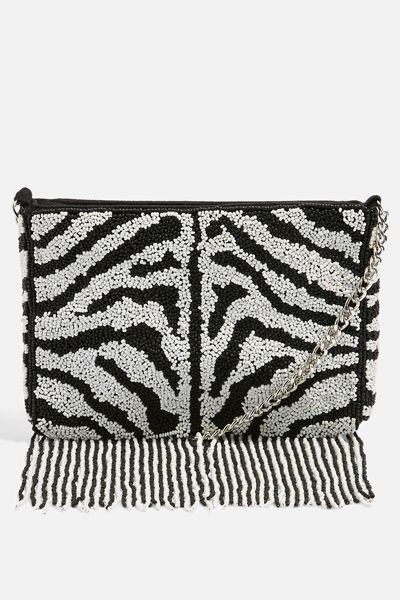 Bonnie Zebra Beaded Cross Body Bag from Topshop