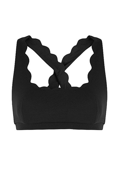 Serena Black Stretch-Jersey Bra Top from Marysia Sports