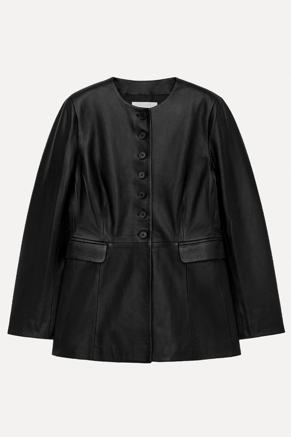 Collarless Leather Blazer from Arket