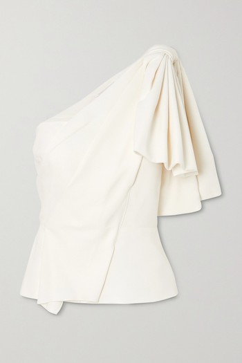 Toulon One-Shoulder Bow-Detailed Gathered Crepe Top from Roland Mouret