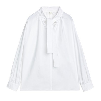 Paper Poplin Tie Neck Blouse from Arket