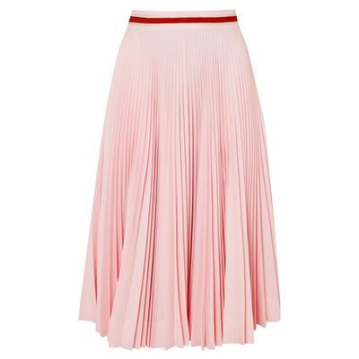 Pleated Crepe Midi Skirt