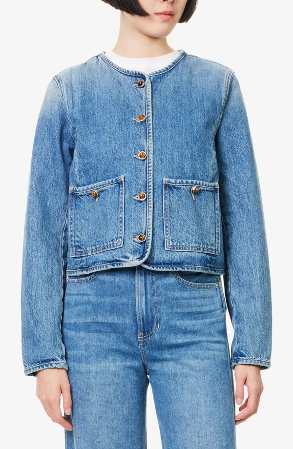 Andrea Round-Neck Denim Jacket