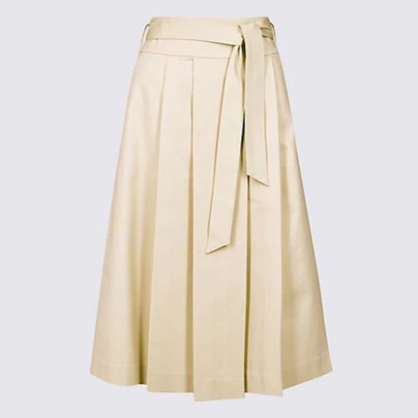 Cotton Rich Belted Full Midi Skirt