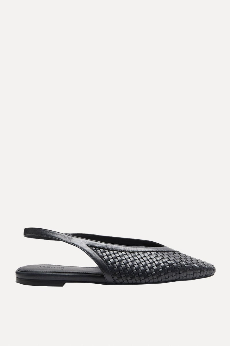 Leather Woven Flat Slingback Shoes from Jaeger
