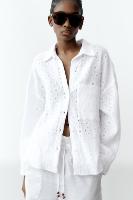 Shirt With Cut Work Embroidery from Zara