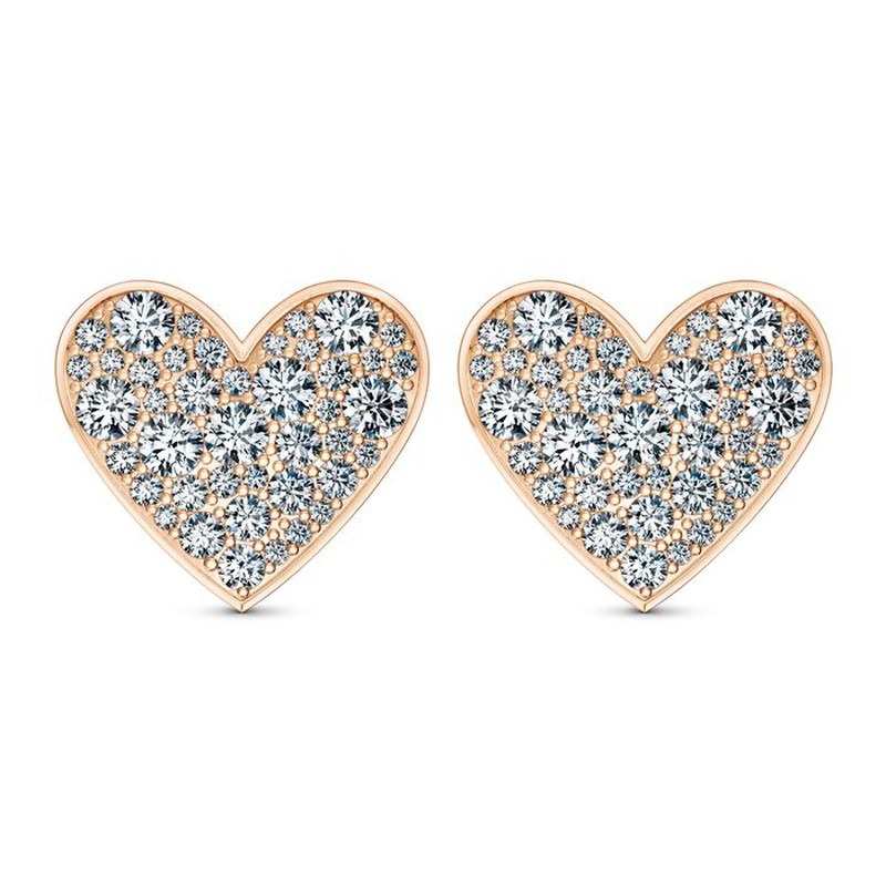 Foundations Medium Pavé Heart Earrings